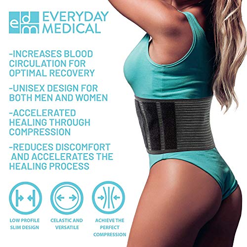 Everyday Medical Carpeta abdominal para cirugía postoperatoria para hombres y mujeres: corsé compresión estomacal grado médico para cirugías de cintura y abdomen, bypass gástrico, liposucción, cesárea