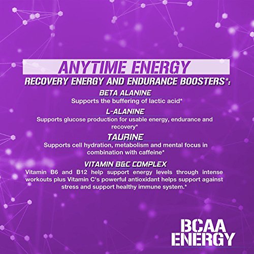Evlution Nutrition BCAA ENERGY | Suplemento En Polvo De Aminoácidos Para Aumento Muscular Alto Rendimiento Resistencia | Contiene 30 Tomas | Sabor Uva Furiosa