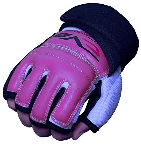 EVO Mujer Rosa piel artificial cuerpo combat GEL Guantes MMA Saco De Boxeo Artes Marciales Kárate Mitón - Small