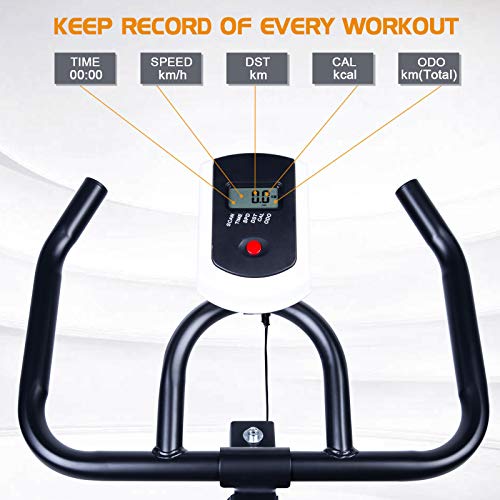 EVOLAND Bicicleta estática para interiores, Bicicleta estática magnética, Pantalla LCD, Bicicleta giratoria con resistencia ilimitada, Soporte para hervidor, Asiento ajustable - Negro EVOLAND Bicicleta estática para interiores, Bicicleta estática magnética, Pantalla LCD, Bicicleta giratoria con resistencia ilimitada, Soporte para hervidor, Asiento ajustable - Negro