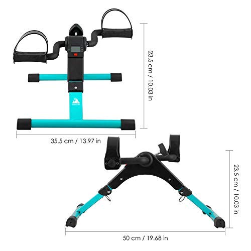 EVOLAND Pedales Estaticos, Mini Bicicleta Estática Plegable, Pedaleador Plegable LCD Pantalla, Máquinas de Brazos y Piernas Entrenamiento Resistencia Ajustable para Hacer Ejercicio en Casa