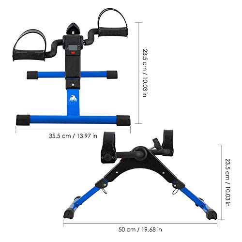 EVOLAND Pedales Estaticos, Mini Bicicleta Estática Plegable, Pedaleador Plegable LCD Pantalla, Máquinas de Brazos y Piernas Entrenamiento Resistencia Ajustable para Hacer Ejercicio en Casa