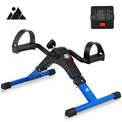 EVOLAND Pedales Estaticos, Mini Bicicleta Estática Plegable, Pedaleador Plegable LCD Pantalla, Máquinas de Brazos y Piernas Entrenamiento Resistencia Ajustable para Hacer Ejercicio en Casa