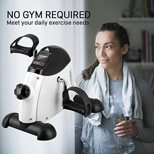 EVOLAND Pedales Estaticos, Mini Bicicleta Estática Plegable, Pedaleador Plegable LCD Pantalla, Máquinas de Brazos y Piernas Entrenamiento Resistencia Ajustable para Hacer Ejercicio en Casa