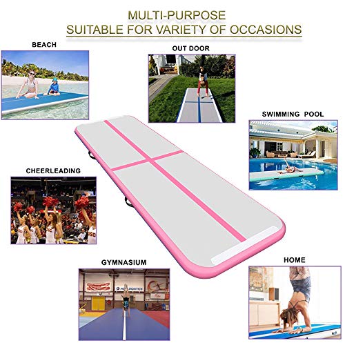 Ewinsun airtrack 4m colchoneta de Gimnasia Inflable de 10 cm de Espesor colchoneta de Gimnasia Inflable giratoria para Uso doméstico para Yoga, Entrenamiento, con Bomba de Aire eléctrica