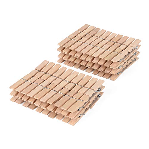 ewtshop® 100 minipinzas de madera + 100 metros de cuerda de yute, pinzas de la ropa, mini pinzas de madera, pinzas decorativas, tamaño: 2,5 cm aprox.