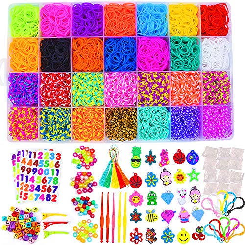 EXCEED DIY Gomas Loom Bandas, 10,000 Elásticos + Hebilla 600S + 200 Cuentas + 52 Cuentas ABC (2 Cada una) + 30 Modelos + 10 Ganchos + 5 Borlas + 5 Ganchillos + 3 Pinzas para el Cabello + 4 Pegatinas EXCEED DIY Gomas Loom Bandas, 10,000 Elásticos + Hebilla 600S + 200 Cuentas + 52 Cuentas ABC (2 Cada una) + 30 Modelos + 10 Ganchos + 5 Borlas + 5 Ganchillos + 3 Pinzas para el Cabello + 4 Pegatinas