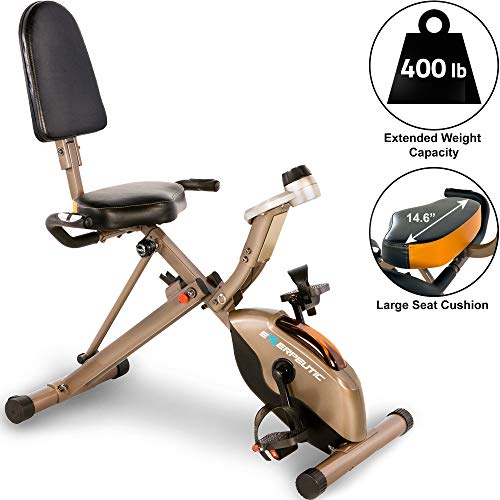 Exerpeutic GOLD 525XLR - Bicicleta estática plegable (peso máximo del usuario de 181 kg)