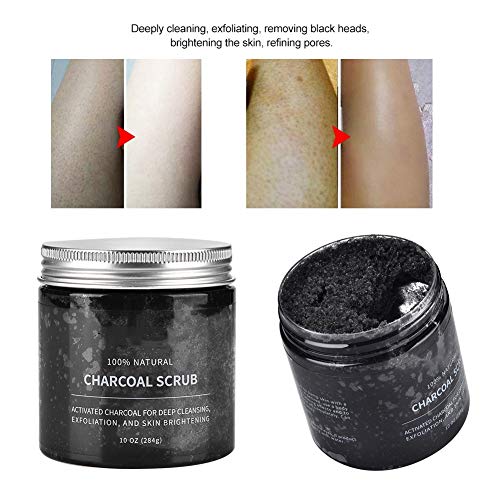 Exfoliante de Carbón Activado, Exfoliante Exfoliante Exfoliante Hidratante Corporal Limpieza Profundamente Hidratante y Refinando Poros para la Cara Hombros Corporales Manos Atrás y Piernas