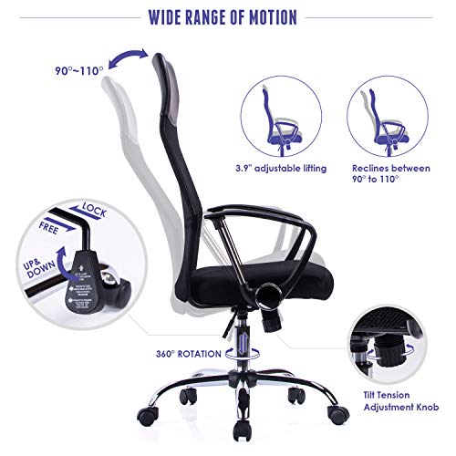 Exofcer Silla de Escritorio giratoria con Respaldo Alto con Malla y Altura Ajustable para el hogar y la Oficina Exofcer Silla de Escritorio giratoria con Respaldo Alto con Malla y Altura Ajustable para el hogar y la Oficina