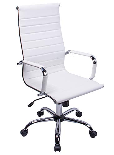 Exofcer Silla de Oficina de Piel sintética con Respaldo Alto Curvado, Altura Ajustable (Blanco) Exofcer Silla de Oficina de Piel sintética con Respaldo Alto Curvado, Altura Ajustable (Blanco)