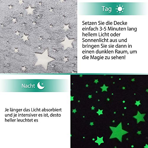 Exqline Manta Polar con Brillante Estrellas, 152 x 127 cm, Manta de Franela Estrella Luminosas para Niños, Invierno, Todas Las Estaciones con Bonito Embalaje de Arco como un Regalo… (Gris) Exqline Manta Polar con Brillante Estrellas, 152 x 127 cm, Manta de Franela Estrella Luminosas para Niños, Invierno, Todas Las Estaciones con Bonito Embalaje de Arco como un Regalo… (Gris)