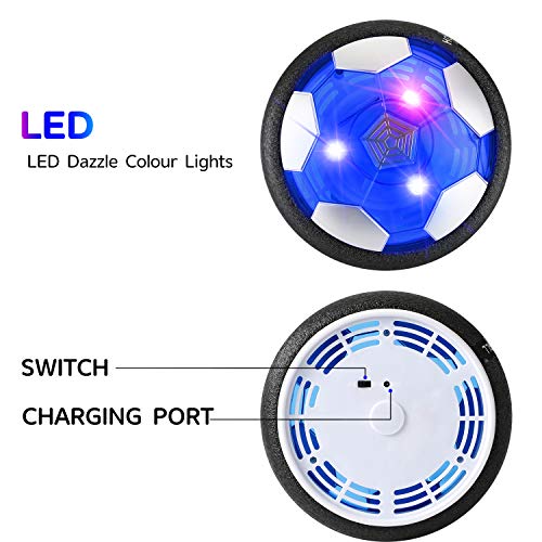 EXTSUD Balón Fútbol Flotante, Pelota de Air Fútbol con Protectores de Espuma Suave y Luces LED, Juguete Deportivo para Niños de 3-12 Años EXTSUD Balón Fútbol Flotante, Pelota de Air Fútbol con Protectores de Espuma Suave y Luces LED, Juguete Deportivo para Niños de 3-12 Años