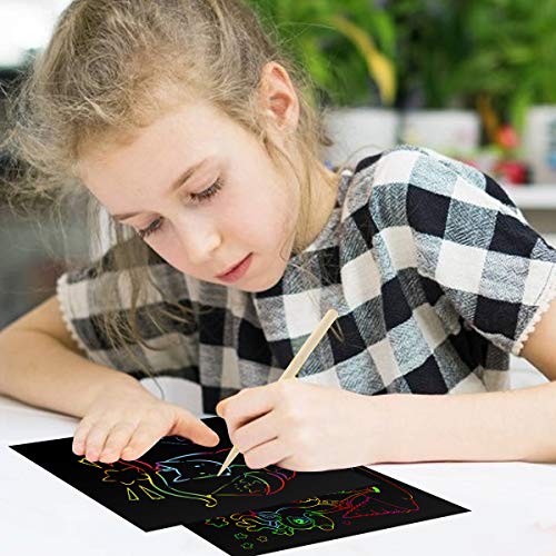 EXTSUD Papel de Rascar para Niños, 100 Hojas de Rascar Colores con Lápiz de Madera, Manualidades para Niños, Regalo Creativo para Niñas 6 7 8 9 Años EXTSUD Papel de Rascar para Niños, 100 Hojas de Rascar Colores con Lápiz de Madera, Manualidades para Niños, Regalo Creativo para Niñas 6 7 8 9 Años