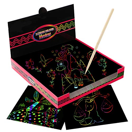 EXTSUD Papel de Rascar para Niños, 100 Hojas de Rascar Colores con Lápiz de Madera, Manualidades para Niños, Regalo Creativo para Niñas 6 7 8 9 Años EXTSUD Papel de Rascar para Niños, 100 Hojas de Rascar Colores con Lápiz de Madera, Manualidades para Niños, Regalo Creativo para Niñas 6 7 8 9 Años