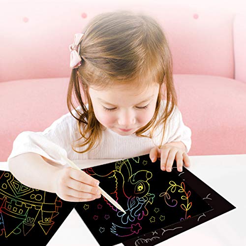EXTSUD Papel de Rascar para Niños, 100 Hojas de Rascar Colores con Lápiz de Madera, Manualidades para Niños, Regalo Creativo para Niñas 6 7 8 9 Años EXTSUD Papel de Rascar para Niños, 100 Hojas de Rascar Colores con Lápiz de Madera, Manualidades para Niños, Regalo Creativo para Niñas 6 7 8 9 Años