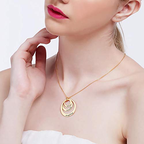eyenjoy Madre Collar Colgante de 3 Discos Nombre Personalizado nekclace Collar de Plata/Oro/Rosa-Oro Collar de Cadena Rollo