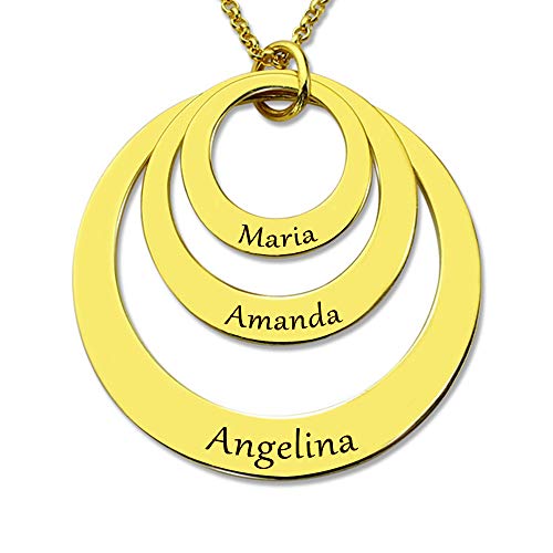 eyenjoy Madre Collar Colgante de 3 Discos Nombre Personalizado nekclace Collar de Plata/Oro/Rosa-Oro Collar de Cadena Rollo