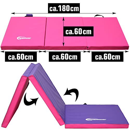 EYEPOWER Colchoneta de Entrenamiento Gimnasia XL 180x60x5cm Plegable Rosa