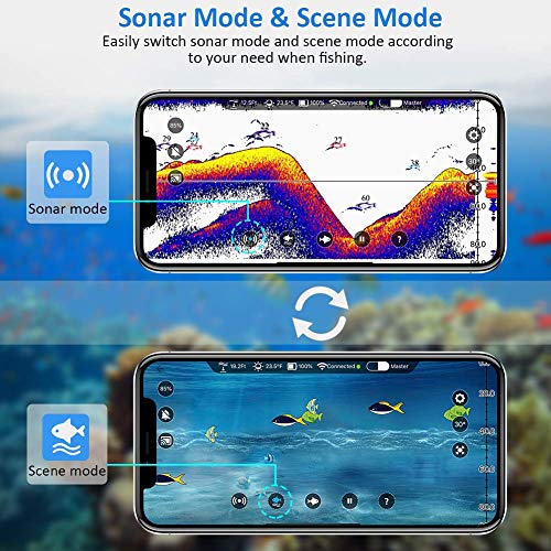 Eyoyo Buscador de Peces Bluetooth,Sondas de Pesca Detector Fishfinder Inalámbrica Portátil Compatible con Teléfonos iOS y Android para Muelle, Orilla, Barco, Pesca en Hielo