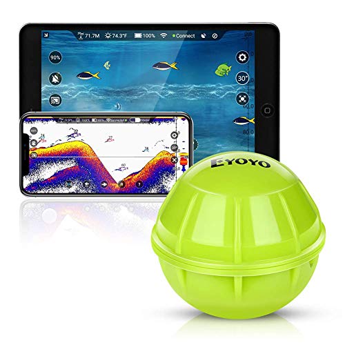 Eyoyo Buscador de Peces Bluetooth,Sondas de Pesca Detector Fishfinder Inalámbrica Portátil Compatible con Teléfonos iOS y Android para Muelle, Orilla, Barco, Pesca en Hielo