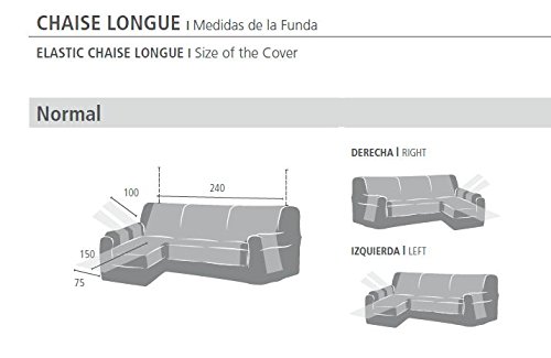 Eysa Fundas de Sofa Prácticas, Chaise Longue 240 cm, Derecha Vista Frontal, Tela, Beige, Tres Plazas