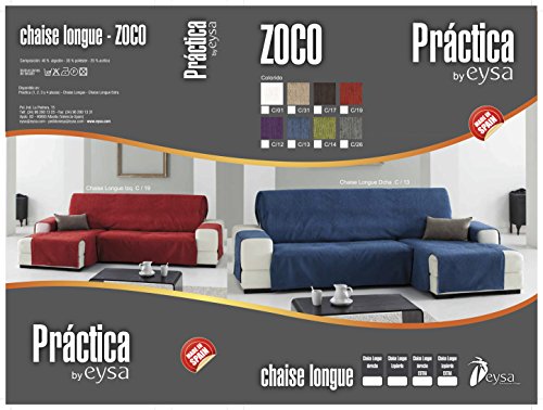 Eysa Fundas de Sofa Prácticas, Chaise Longue 240 cm, Derecha Vista Frontal, Tela, Beige, Tres Plazas