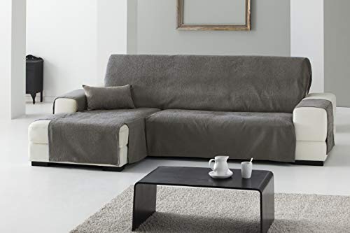 Eysa Fundas de Sofa Prácticas, Chaise Longue 240 cm, Derecha Vista Frontal, Tela, Blanco, Tres Plazas