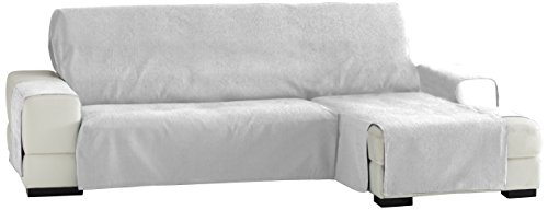 Eysa Fundas de Sofa Prácticas, Chaise Longue 240 cm, Derecha Vista Frontal, Tela, Blanco, Tres Plazas