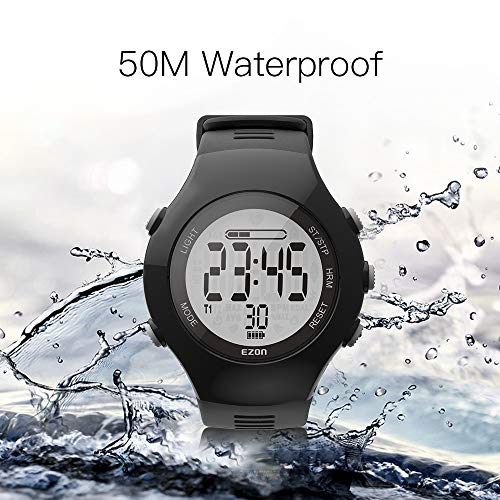 EZON Reloj Deportivo Digital con Monitor de frecuencia cardíaca Podómetro Contador de calorías Cronómetro Temporizador de Cuenta Regresiva (T043A11) EZON Reloj Deportivo Digital con Monitor de frecuencia cardíaca Podómetro Contador de calorías Cronómetro Temporizador de Cuenta Regresiva (T043A11)