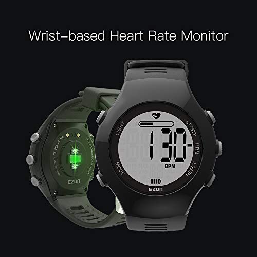 EZON Reloj Deportivo Digital con Monitor de frecuencia cardíaca Podómetro Contador de calorías Cronómetro Temporizador de Cuenta Regresiva (T043A11)