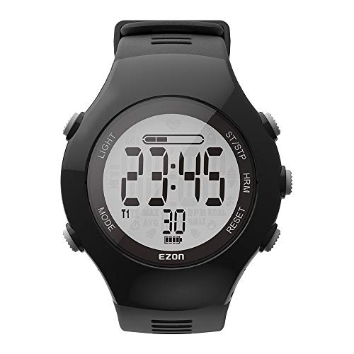 EZON Reloj Deportivo Digital con Monitor de frecuencia cardíaca Podómetro Contador de calorías Cronómetro Temporizador de Cuenta Regresiva (T043A11)