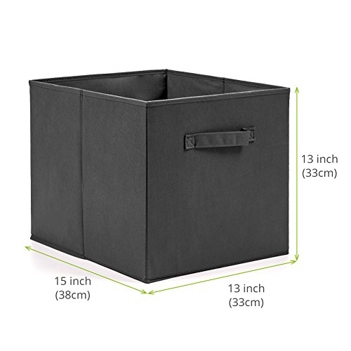 EZOWare Set de 4 Caja de Almacenaje, Cubos Organizador de Tela Plegable, Cajas de Almacenamiento para Ropa, Juguetes, Roperos, Armarios, Estanterías - 33 x 38 x 33 cm - Negro