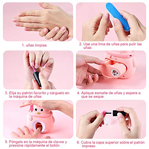 Faburo Juguete de La máquina de Uñas para Chicas, Niñas Pegatinas de Verano Autoadhesivas Regalo de Princesa para Niñas en Fiesta Cumpleaños Navidad