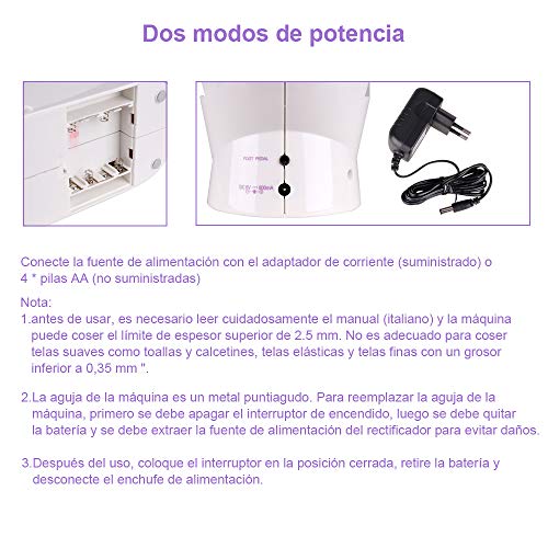 Faburo Mini Máquina de Coser Eléctrica con Lámpara, Máquina de Coser Eléctrica Doméstica con Bastidor de Expansión y Carretes y Clip de Costura Hilo