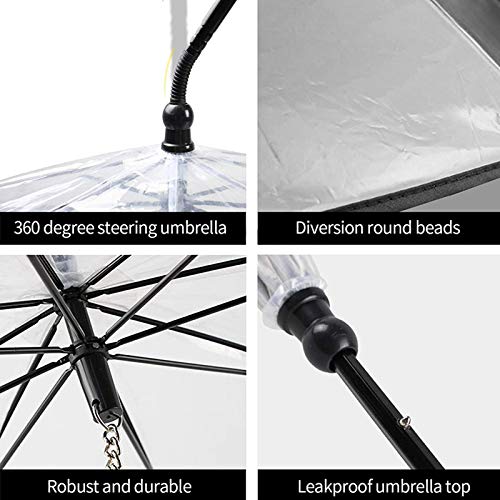 Facibom Paraguas transparente para perros en días lluviosos paraguas con correa para perros pequeños y medianos