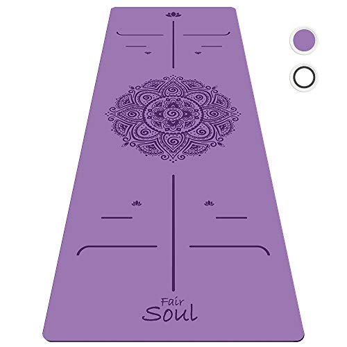 Fair Soul - Esterilla de Yoga en Caucho Natural con Sistema de Alineación y Gráficos 'Mandala'. Superficie Antideslizante. Agarre máximo. El mas grande 183cm X 68cm. espesor 5mm. Yoga-Bag Incluida. Fair Soul - Esterilla de Yoga en Caucho Natural con Sistema de Alineación y Gráficos 'Mandala'. Superficie Antideslizante. Agarre máximo. El mas grande 183cm X 68cm. espesor 5mm. Yoga-Bag Incluida.