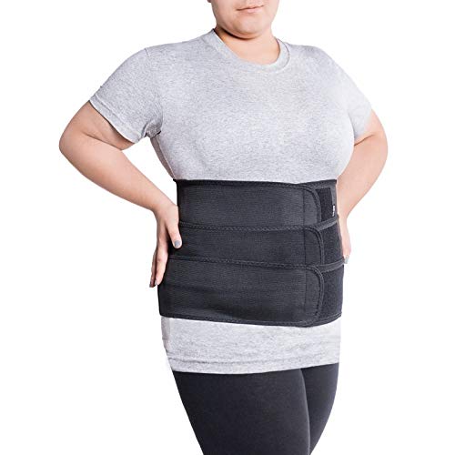 Faja de sujeción para la espalda; cinturón lumbar de soporte con fijación rígida; 6 refuerzos / 31cm de altura; para personas con gran circunferencia en la cintura XXX-Large Negro