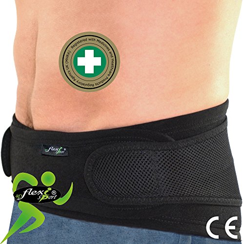 Faja Lumbar (M, Negro) para la Espalda Certificado por la Clínica Spine Plus 136 Harley Street London | Cinturón de espalda baja | ANTI SUDOR | HIPOALERGÉNICA | SIN NEOPRENO | SIN LATEX | respeta las píelas más delicadas | Unisexo.