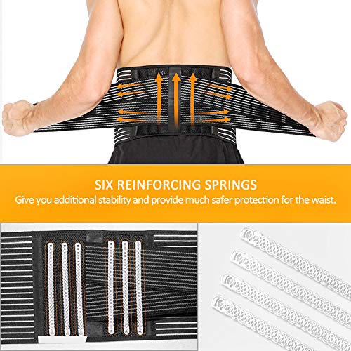 Faja Lumbar para Hombre y Mujer, Lumbar para la Espalda para Aliviar el Dolor de la Parte Baja de la Espalda - Cinturon Lumbar con Resortes de Refuerzo y Correas Dobles de Ajuste (L - 96 a 121cm)