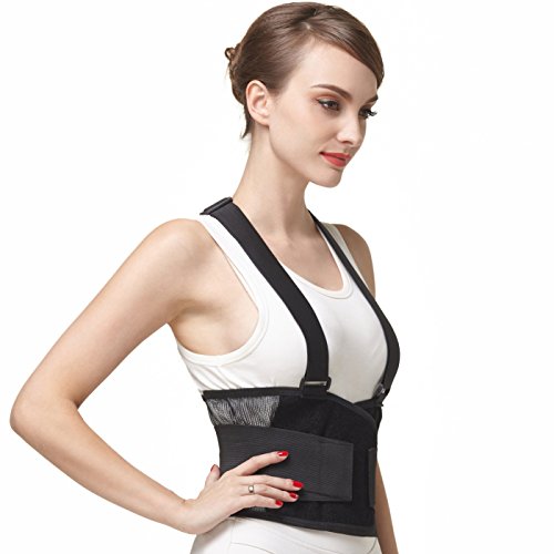 Faja para la espalda con tirantes, apoyo lumbar, cinturón de culturismo/halterofilia, entrenamiento, seguridad en el trabajo y postura - Marca Neotech Care (Talla XXL)