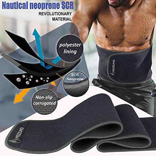 Faja Reductora Mujer y Hombre de Neopreno, Fajas Reductoras Adelgazantes Mujer para Gimnasio, Cinturón Lumbar Abdominal de Ayuda para Sudar y Hacer Deporte, Incluye Riñonera Deportiva, Negro L-XL