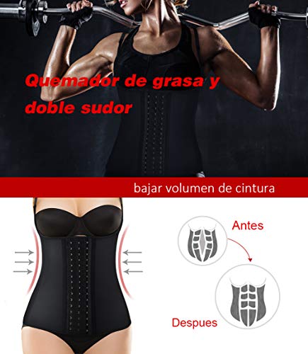 Fajas Reductoras Corset Cincher Bustiers Corsé Adelgazantes de Cinturón Formación para Body Shaper Mujer Negro Large