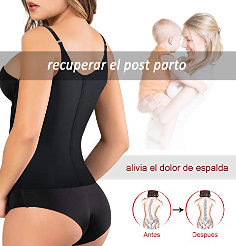 Fajas Reductoras Corset Cincher Bustiers Corsé Adelgazantes de Cinturón Formación para Body Shaper Mujer Negro Large