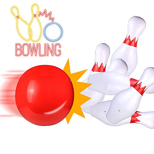 Fajiabao Juego de Bolos Infantiles Inflable Juguete Bowling Set para Niños y Adultos Gigantes Bolera de Juguete Juegos Educativos Regalos Navidad Adecuado para Jardín Interior Exterior