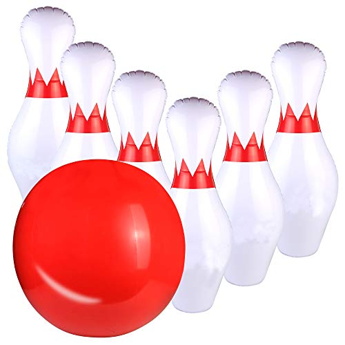 Fajiabao Juego de Bolos Infantiles Inflable Juguete Bowling Set para Niños y Adultos Gigantes Bolera de Juguete Juegos Educativos Regalos Navidad Adecuado para Jardín Interior Exterior