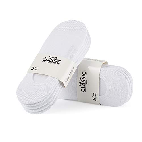 FALARY Calcetines Mujer Hombre 10 Pares Cortos Calcetines Invisibles tobillero Algodon Silicona Antideslizante Verano-blanco-3942 FALARY Calcetines Mujer Hombre 10 Pares Cortos Calcetines Invisibles tobillero Algodon Silicona Antideslizante Verano-blanco-3942