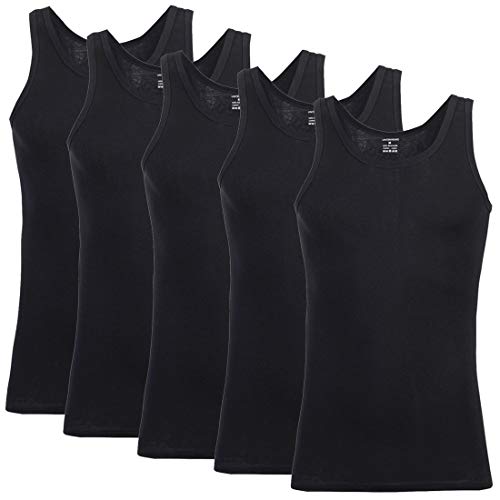 FALARY Camiseta de Tirantes para Hombre Pack de 5 de Algodón 100% más Colores Negro L FALARY Camiseta de Tirantes para Hombre Pack de 5 de Algodón 100% más Colores Negro L