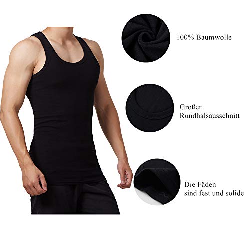 FALARY Camiseta de Tirantes para Hombre Pack de 5 de Algodón 100% más Colores Negro L FALARY Camiseta de Tirantes para Hombre Pack de 5 de Algodón 100% más Colores Negro L