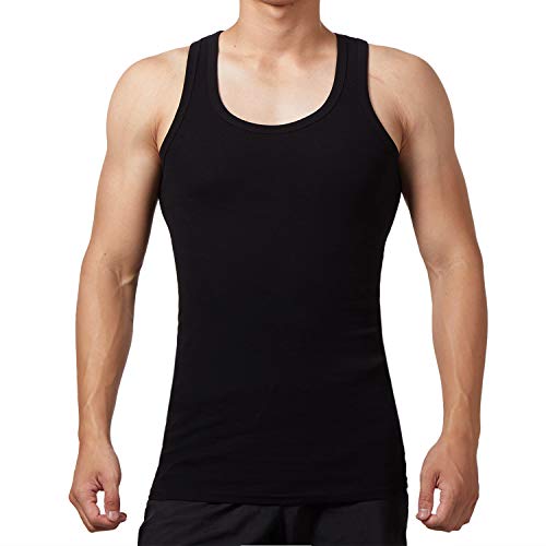 FALARY Camiseta de Tirantes para Hombre Pack de 5 de Algodón 100% más Colores Negro L FALARY Camiseta de Tirantes para Hombre Pack de 5 de Algodón 100% más Colores Negro L